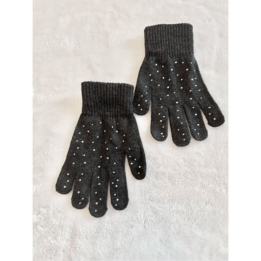 Adorable black rhinestone embellished gloves - Picture 2 of 2
